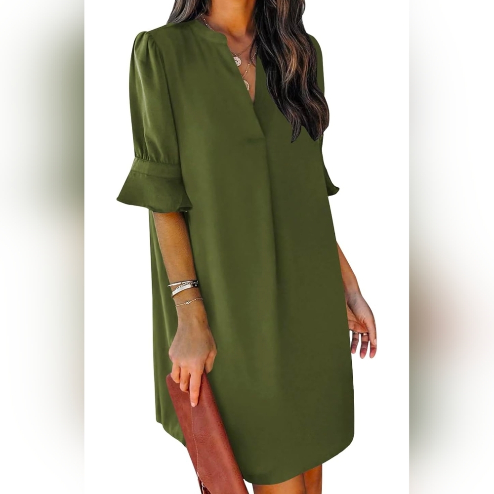 Elegant Olive Green Dress